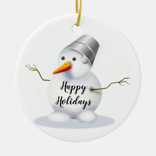 prettige feestdagen Snowman Keramisch Ornament (Voorkant)