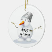 prettige feestdagen Snowman Keramisch Ornament (Links)