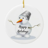 prettige feestdagen Snowman Keramisch Ornament (Achterkant)