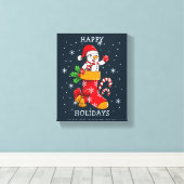Prettige feestdagen Snowman Kousen Snoepriet Canvas Afdruk (Insitu (Houten vloer))