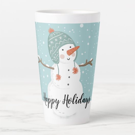 prettige feestdagen Snowman Latte Mok (Voorkant)