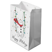 prettige feestdagen Snowman Medium Cadeauzakje (Achterkant Gekanteld)