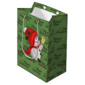prettige feestdagen Snowman Medium Gift Bag Cadeauzakje (Voorkant Gekanteld)