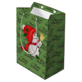 prettige feestdagen Snowman Medium Gift Bag Cadeauzakje (Achterkant Gekanteld)