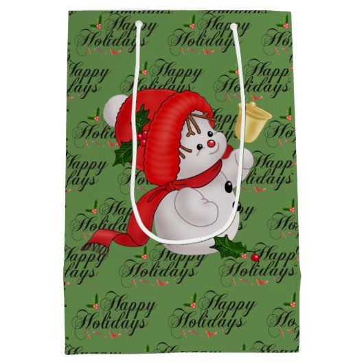prettige feestdagen Snowman Medium Gift Bag Medium Cadeauzakje (Achterkant)