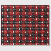 prettige feestdagen Snowman op speldenknop Cadeaupapier (Vlak)