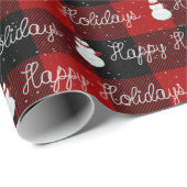 prettige feestdagen Snowman op speldenknop Cadeaupapier (Rol Hoek)