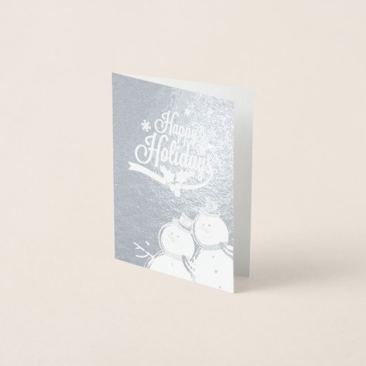 Prettige feestdagen Snowman Retro Folie Kaarten (Voorkant)