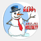prettige feestdagen Snowman Ronde Sticker (Voorkant)