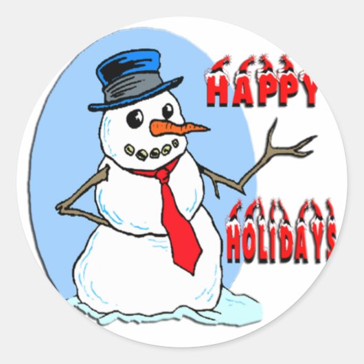 prettige feestdagen Snowman Ronde Sticker (Voorkant)