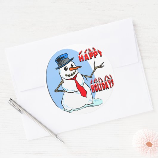 prettige feestdagen Snowman Ronde Sticker (Envelop)