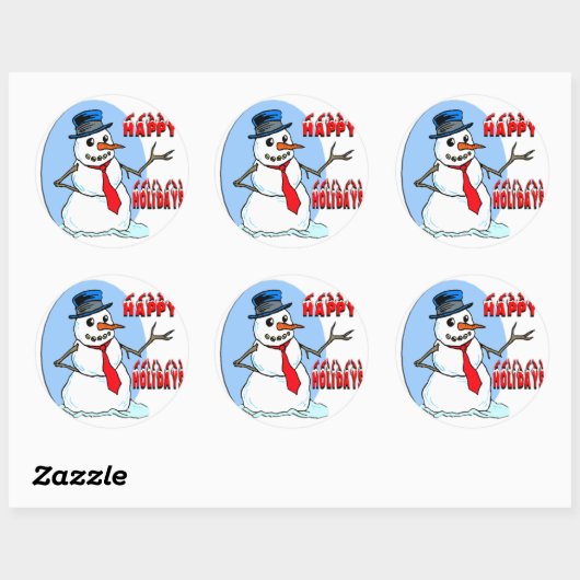 prettige feestdagen Snowman Ronde Sticker (Vel)