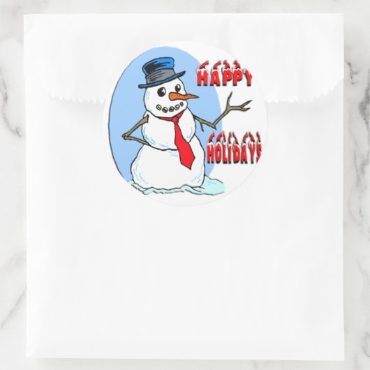 prettige feestdagen Snowman Ronde Sticker (Tas)