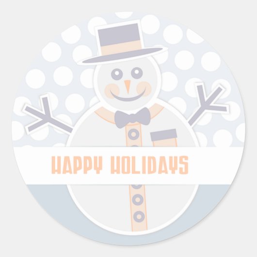 prettige feestdagen Snowman Ronde Sticker (Voorkant)