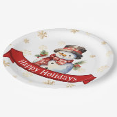 Prettige feestdagen Snowman rood & goud kerstfeest Papieren Bordje (Gekanteld)