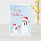 Prettige feestdagen Snowman Santa Hat Kaart (Gele Bloem)