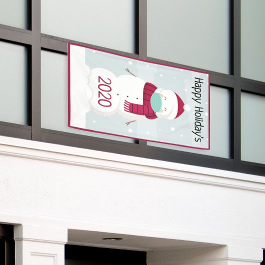 prettige feestdagen Snowman Spandoek (Buitenkant Gebouw)