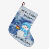 prettige feestdagen Snowman stoppen Houd het handi Grote Kerstsok (Voorkant (Hangend))