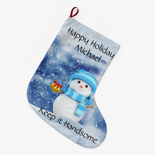 prettige feestdagen Snowman stoppen Houd het handi Grote Kerstsok (Voorkant (Hangend))