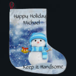 prettige feestdagen Snowman stoppen Houd het handi Grote Kerstsok<br><div class="desc">Home > Home > Decor > Kerstfeest > Stockings</div>