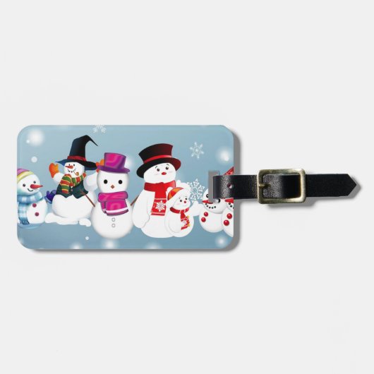 prettige feestdagen Snowmen Bagagelabel (Voorkant horizontaal)