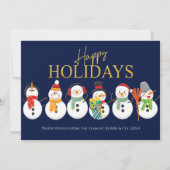 Prettige feestdagen Snowmen Blue Corporate Christm Feestdagenkaart (Voorkant)