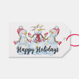prettige feestdagen Snowmen Cadeaulabel