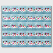 prettige feestdagen Snowmen Cadeaupapier (Vlak)