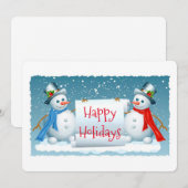 prettige feestdagen Snowmen Feestdagenkaart (Voorkant / Achterkant)