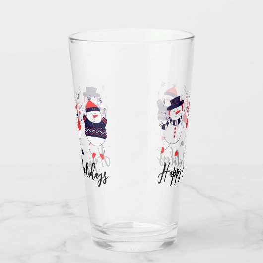 prettige feestdagen Snowmen Glas (Rechts)