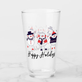 prettige feestdagen Snowmen Glas