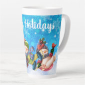 prettige feestdagen Snowmen Latte Mok (Rechterhoek)