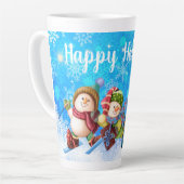 prettige feestdagen Snowmen Latte Mok (Linkerhoek)