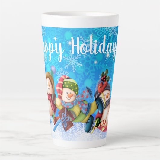 prettige feestdagen Snowmen Latte Mok (Voorkant)