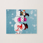 prettige feestdagen Snowmen Legpuzzel (Horizontaal)