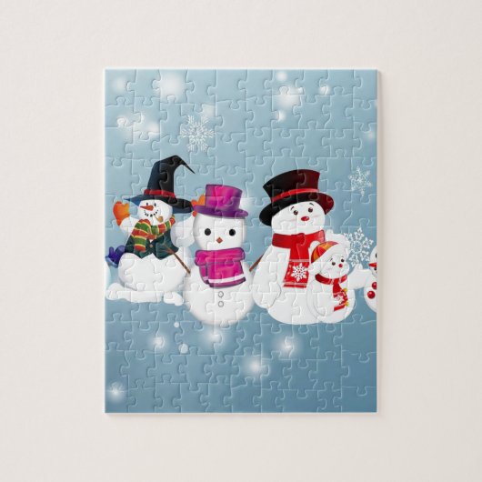 prettige feestdagen Snowmen Legpuzzel (Verticaal)