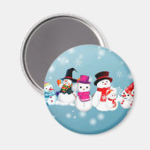 prettige feestdagen Snowmen Magneet (Voorkant / Achterkant)