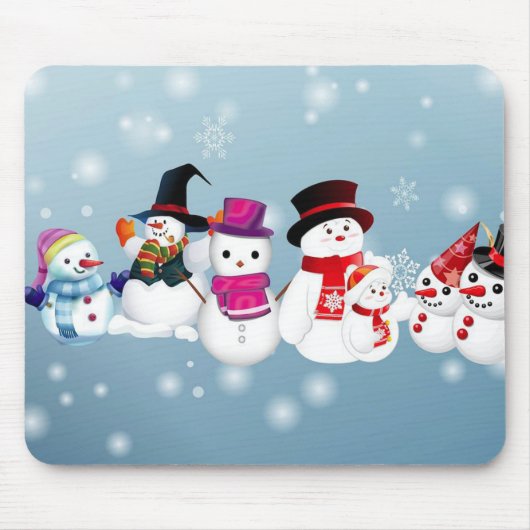 prettige feestdagen Snowmen Muismat (Voorkant)