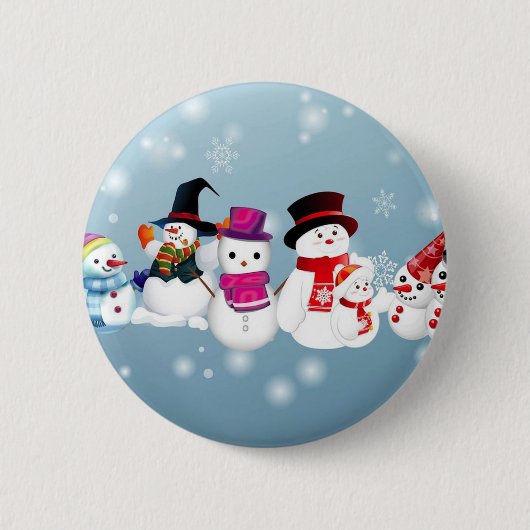 prettige feestdagen Snowmen Ronde Button 5,7 Cm (Voorkant)