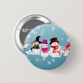 prettige feestdagen Snowmen Ronde Button 5,7 Cm (Voorkant /achterkant)