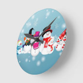 prettige feestdagen Snowmen Ronde Klok (Hoek)
