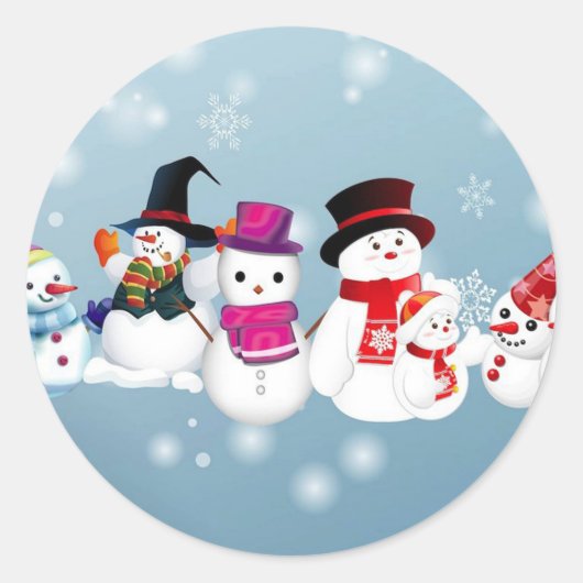 prettige feestdagen Snowmen Ronde Sticker (Voorkant)