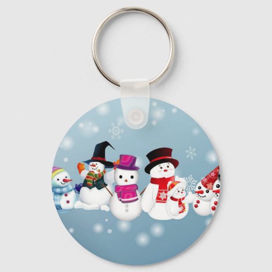 prettige feestdagen Snowmen Sleutelhanger (Voorkant)