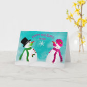 prettige feestdagen, Snowmen Social Distancing Cov Kaart (Gele Bloem)