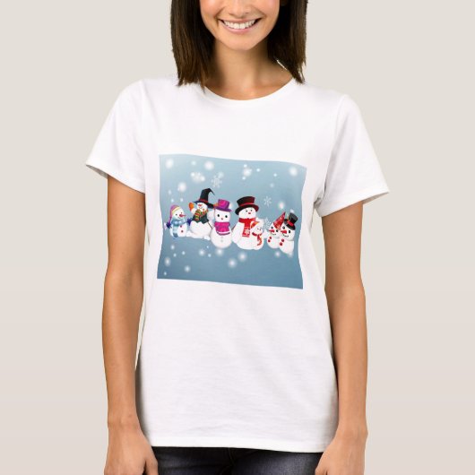 prettige feestdagen Snowmen T-shirt (Voorkant)