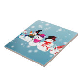 prettige feestdagen Snowmen Tegeltje (Zijkant)