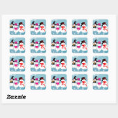prettige feestdagen Snowmen Vierkante Sticker (Vel)