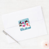 prettige feestdagen Snowmen Vierkante Sticker (Envelop)