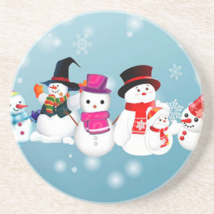 prettige feestdagen Snowmen Zandsteen Onderzetter