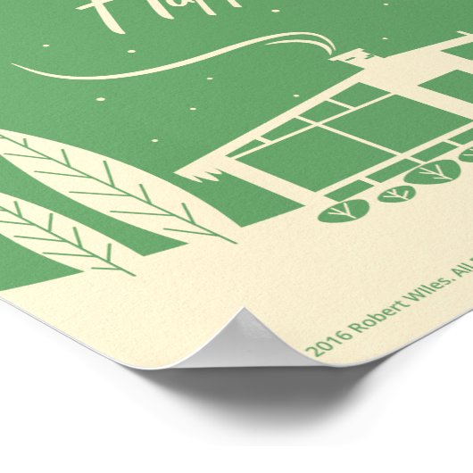 Prettige feestdagen Snowscene-Green Poster (Hoek)